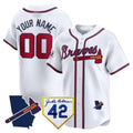 Custom Atlanta Braves 2024 Robinson & Georgia Patch Vapor Premier Limited Jersey ¨C White REYNOLDS