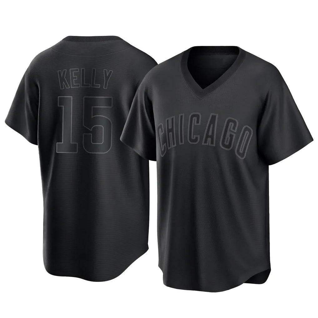 Chicago Cubs #15 Carson Kelly Player Black REYNOLDS T-shirt Home Game Stitched Jerseys