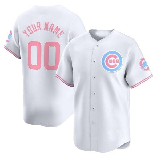 Custom Chicago Cubs Bubblegum Pink Vapor Premier Limited Jersey ¨C White REYNOLDS