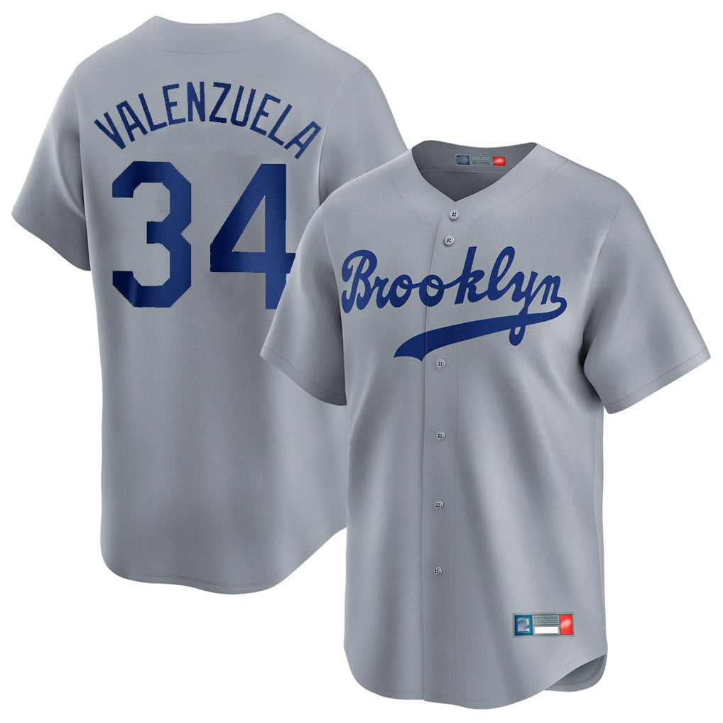 Los Angeles Dodgers #34 Fernando Valenzuela Player Gray REYNOLDS Game Limited Home Stitched Jerseys