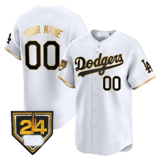 Custom Los Angeles Dodgers 2024 Spring Training Patch Vapor Premier Limited Jersey ¨C White Gold REYNOLDS