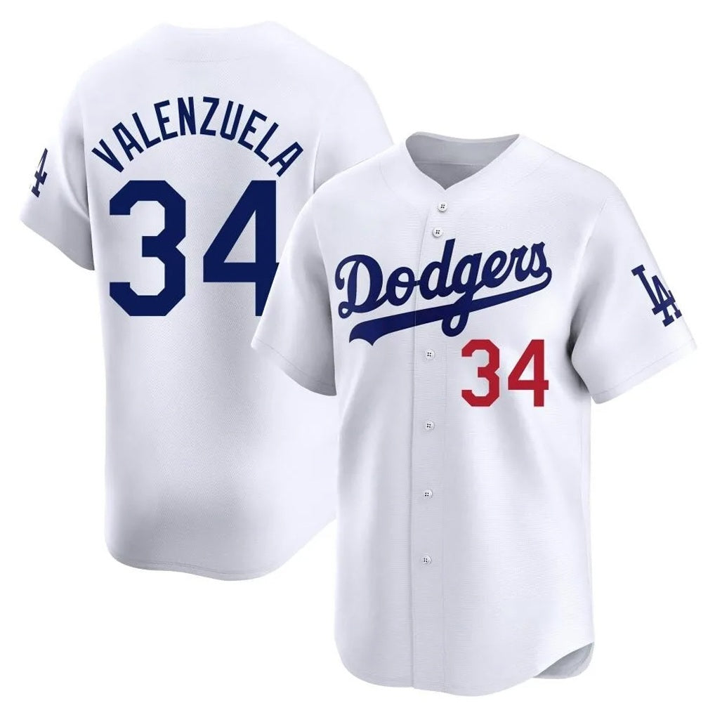 Los Angeles Dodgers #34 Fernando Valenzuela Player White REYNOLDS Limited Home Stitched Jerseys