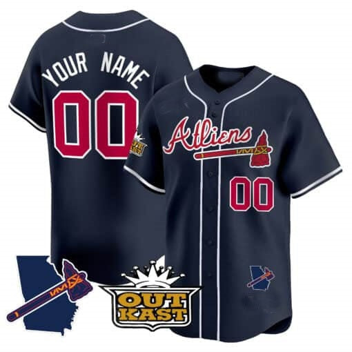 Custom Atlanta Braves Atliens Vapor Premier Limited Jersey V2 ¨C Navy REYNOLDS