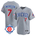 Chicago Cubs #7 Dansby Swanson Player Gray REYNOLDS Road 150th Anniversary Limited Home Stitched Jerseys