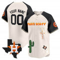 Custom Houston Astros Cactus Jack Patch Vapor Premier Limited Jersey V9 ¨C Cream Black REYNOLDS