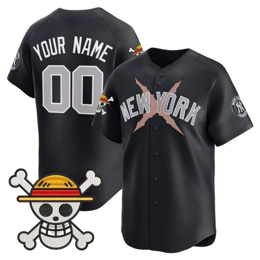 Custom New York Yankees x One Piece Navy REYNOLDS Vapor Premier Limited Jersey - Stitched
