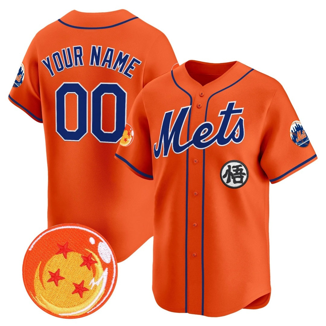 Custom New York Mets x Dragon Ball Orange REYNOLDS Vapor Premier Limited Jersey - All Stitched