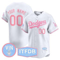 Custom Los Angeles Dodgers Vin ITFDB Patch Bubblegum Pink Vapor Premier Limited Jersey ¨C White REYNOLDS