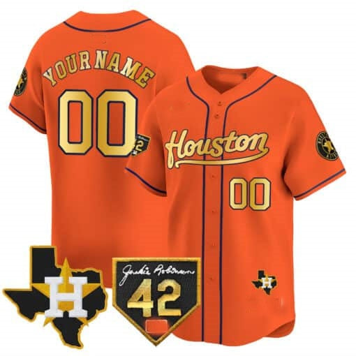Custom Houston Astros 2024 Jackie Robinson Patch Vapor Premier Limited Jersey ¨C Orange REYNOLDS
