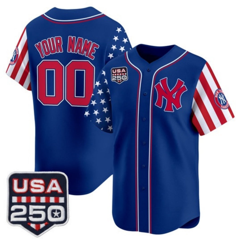 Custom New York Yankees America 250 Edition Vapor Premier Limited Royal REYNOLDS Stitched Jerseys