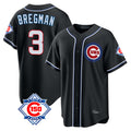 Chicago Cubs #3 Alex Bregman Player Black REYNOLDS Fashion Out 150th Anniversary Game Stitched Jerseys