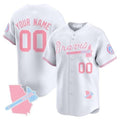 Custom Atlanta Braves Bubblegum Pink Vapor Premier Limited Jersey ¨C White REYNOLDS