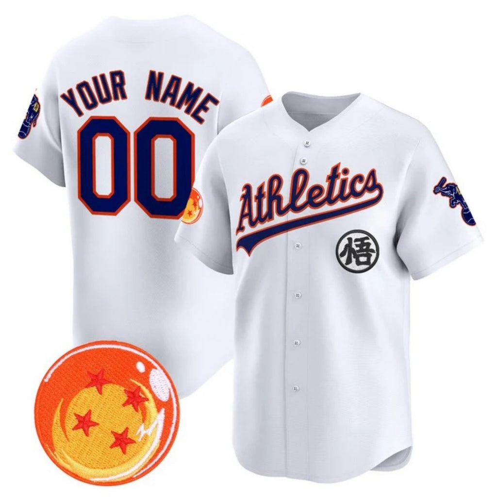 Custom Oakland Athletics x Dragon Ball White REYNOLDS Vapor Premier Limited Jersey - All Stitched