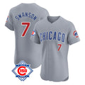Chicago Cubs #7 Dansby Swanson Player Gray REYNOLDS Road 150th Anniversary Limited Elite Home Stitched Jerseys