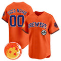 Custom Milwaukee Brewers x Dragon Ball Orange REYNOLDS Vapor Premier Limited Jersey - All Stitched