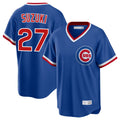 Chicago Cubs #27 Seiya Suzuki Player Royal REYNOLDS T-shirt Cooperstown Collection Limited Stitched Jerseys
