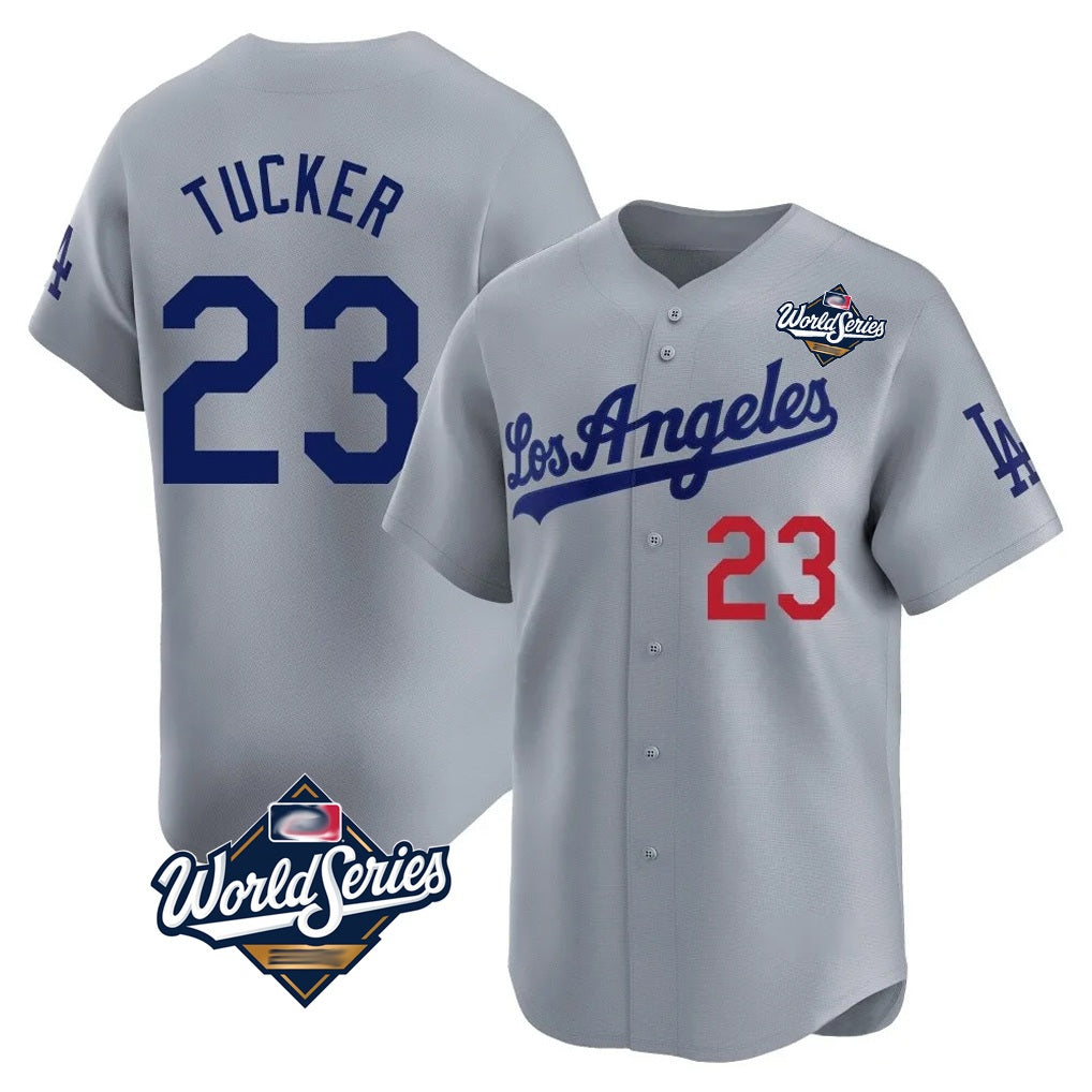 Los Angeles Dodgers #23 Kyle Tucker Player Gray REYNOLDS World Series Limited Home Stitched Jerseys