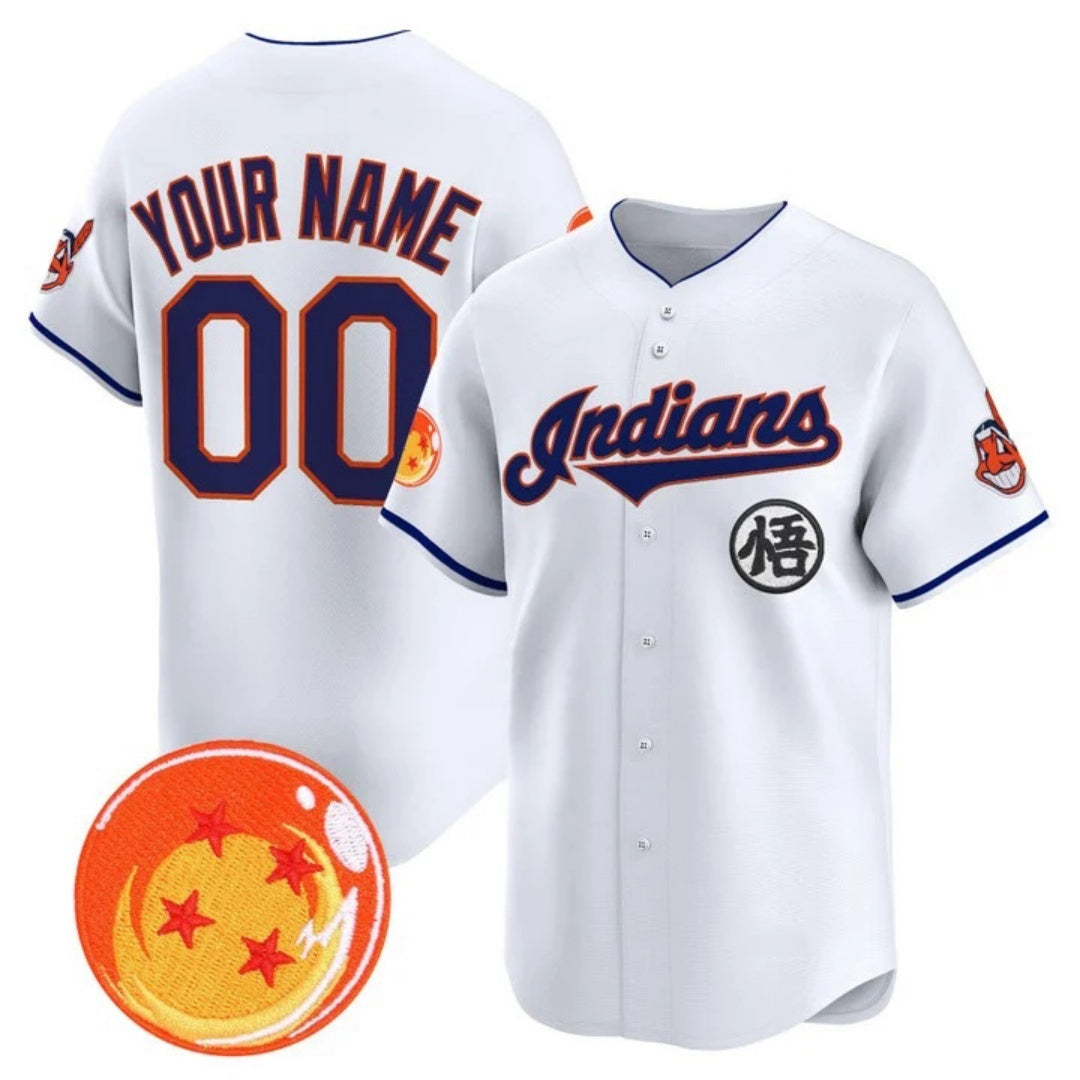 Custom Cleveland Indians x Dragon Ball White REYNOLDS Vapor Premier Limited Jersey - All Stitched
