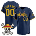 Custom Milwaukee Brewers x One Piece Navy REYNOLDS Vapor Premier Limited Jersey - Stitched