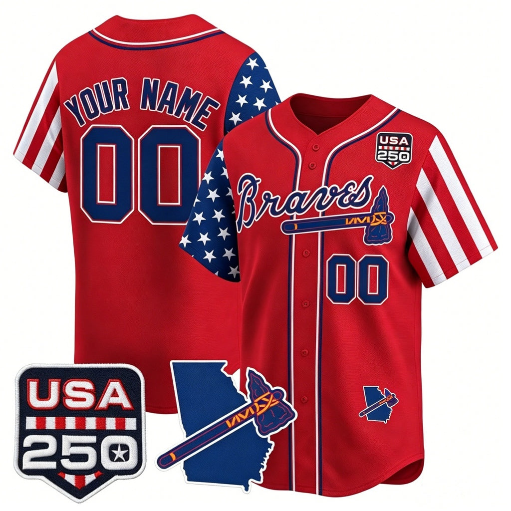 Custom Atlanta Braves America 250 Edition Vapor Premier Limited Red REYNOLDS Stitched Jerseys
