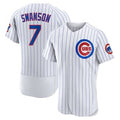 Chicago Cubs #7 Dansby Swanson White REYNOLDS Home Stitched Flex Base Jersey