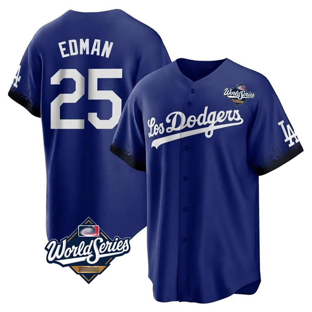 Los Angeles Dodgers #25 Tommy Edman Player Royal REYNOLDS World Series City Connect Home Game Stitched Jerseys