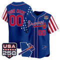 Custom Atlanta Braves America 250 Edition Vapor Premier Limited Royal REYNOLDS Stitched Jerseys