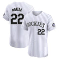 Colorado Rockies #22 Mickey Moniak Player White REYNOLDS Limited Elite Home Stitched Jerseys