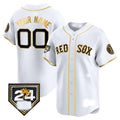 Custom Boston Red Sox 2024 Spring Training Patch Vapor Premier Limited Jersey ¨C White Gold REYNOLDS