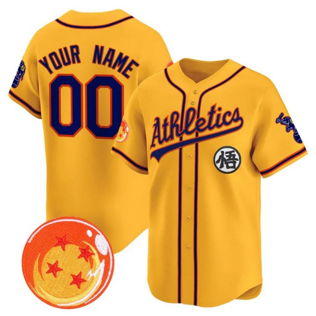 Custom Oakland Athletics x Dragon Ball Gold REYNOLDS Vapor Premier Limited Jersey - All Stitched