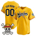 Custom Miami Marlins x One Piece Gold REYNOLDS Vapor Premier Limited Jersey - Stitched