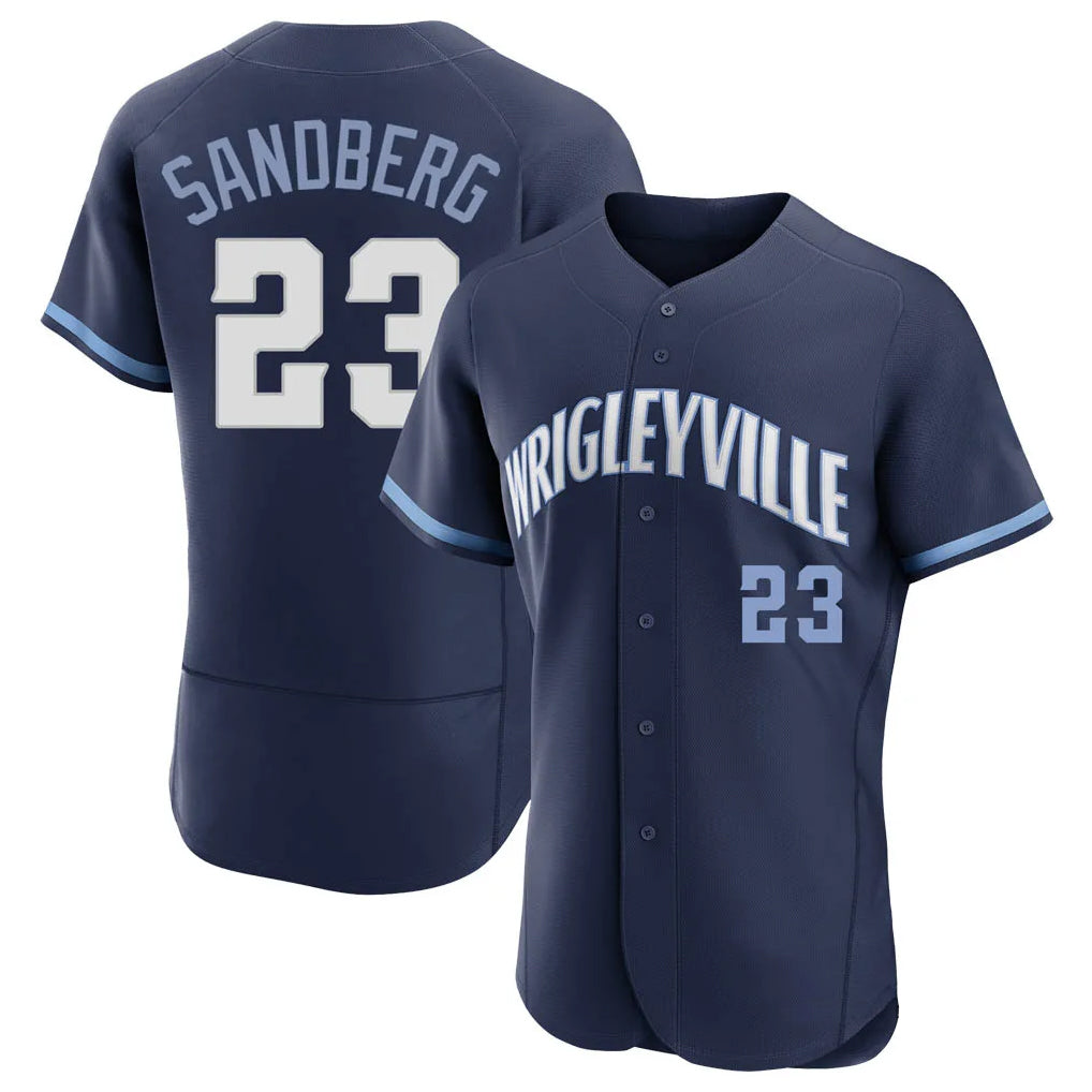 Chicago Cubs #23 Ryne Sandberg Player Navy REYNOLDS City Connect Limited Elite Home Stitched Jerseys