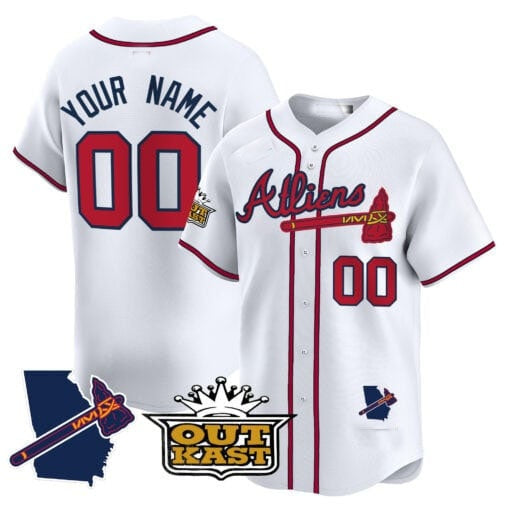 Custom Atlanta Braves Atliens Vapor Premier Limited Jersey V2 ¨C White REYNOLDS