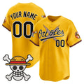 Custom Baltimore Orioles x One Piece Gold REYNOLDS Vapor Premier Limited Jersey - Stitched