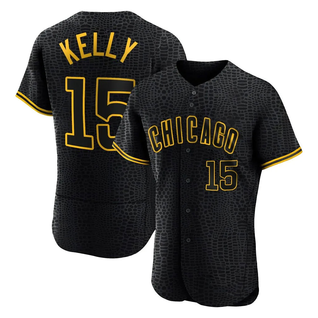 Chicago Cubs #15 Carson Kelly Player Black REYNOLDS Snake Skin City Limited Elite Home Game Stitched Jerseys