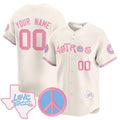 Custom Houston Astros  Love Street & Peace Sign Patch Bubblegum Pink Vapor Premier Limited Jersey ¨C All Stitched-Cream REYNOLDS