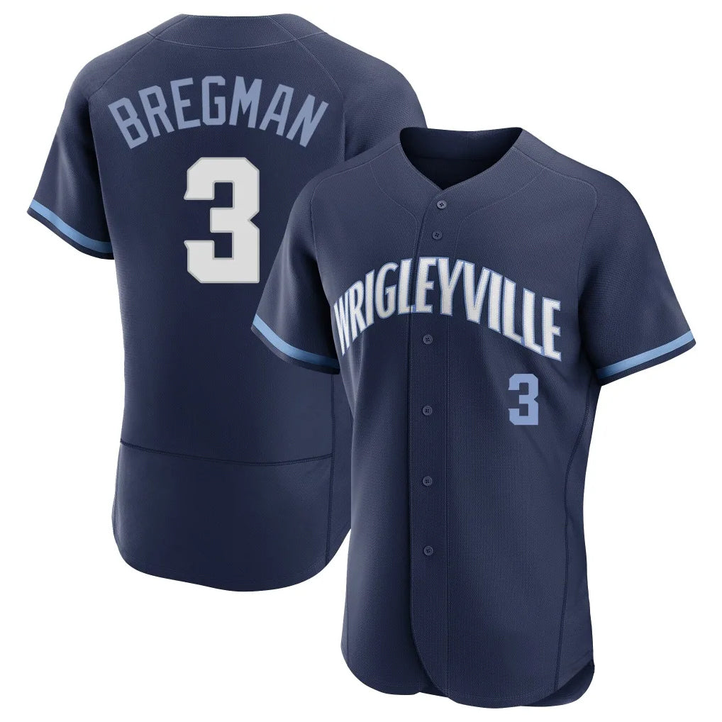 Chicago Cubs #3 Alex Bregman Player Navy REYNOLDS City Connect Limited Elite Home Stitched Jerseys