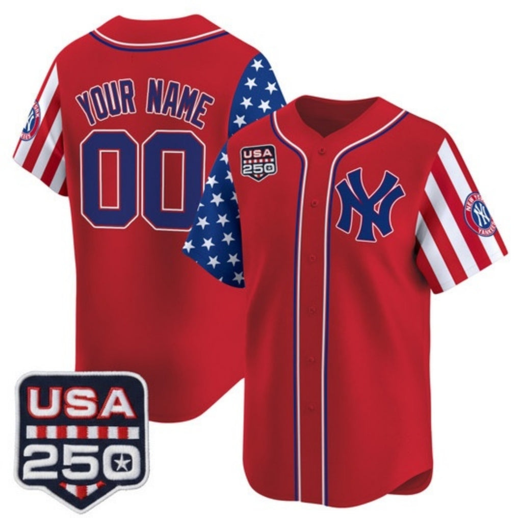 Custom New York Yankees America 250 Edition Vapor Premier Limited Red REYNOLDS Stitched Jerseys
