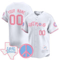 Custom Houston Astros  Love Street & Peace Sign Patch Bubblegum Pink Vapor Premier Limited Jersey ¨C White REYNOLDS