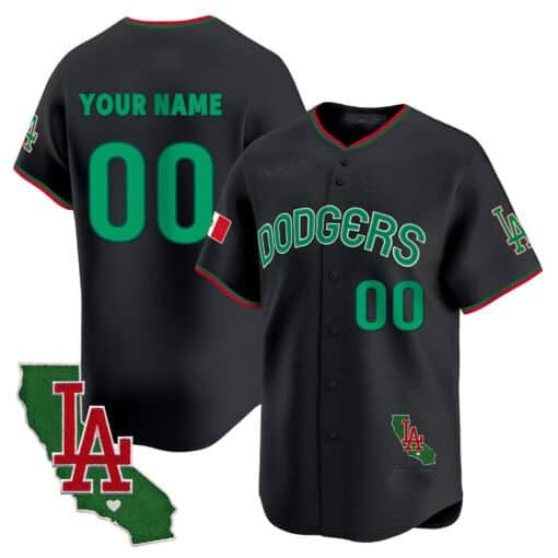 Custom Los Angeles Dodgers Mexico California Patch Vapor Premier Limited Jersey V3 ¨C Black REYNOLDS