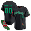 Custom Los Angeles Dodgers Mexico California Patch Vapor Premier Limited Jersey V3 ¨C Black REYNOLDS