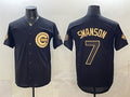 Chicago Cubs #7 Dansby Swanson Black Gold REYNOLDS 150th Anniversary Patch Stitched Jersey