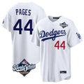 Los Angeles Dodgers #44 Andy Pages Player White REYNOLDS World Series Home Game Stitched Jerseys