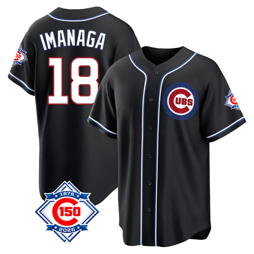 Chicago Cubs #18 Shota Imanaga Player Black REYNOLDS Fashion Out 150th Anniversary Game Stitched Jerseys