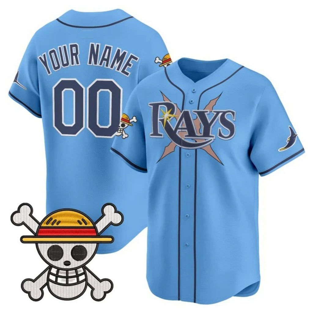Custom Tampa Bay Rays x One Piece Blue REYNOLDS Vapor Premier Limited Jersey - Stitched