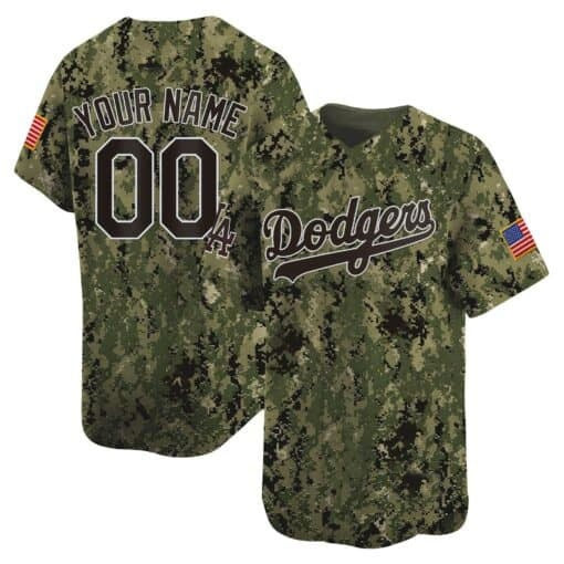 Custom Los Angeles Dodgers USMC Alternate Vapor Premier Limited Jersey ¨C All Stitched-Woodland REYNOLDS