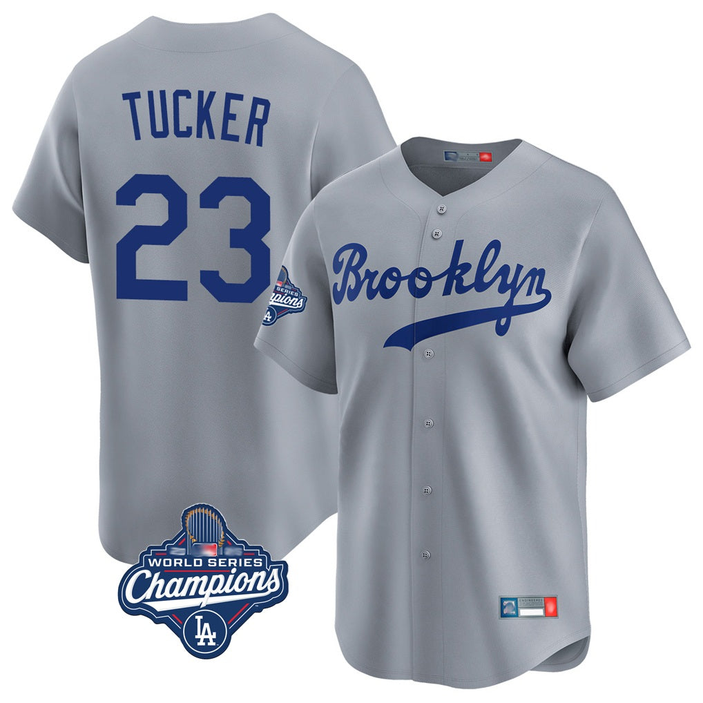Los Angeles Dodgers #23 Kyle Tucker Player Gray REYNOLDS World Series Meet Game Limited Home Stitched Jerseys