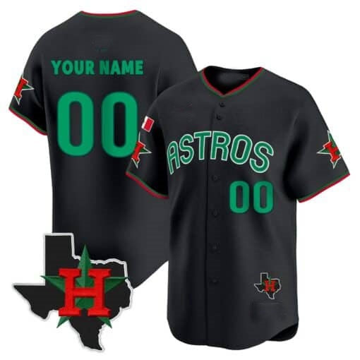 Custom Houston Astros Mexico Texas Black REYNOLDS Patch Vapor Premier Limited Jersey V3 ¨C All Stitched