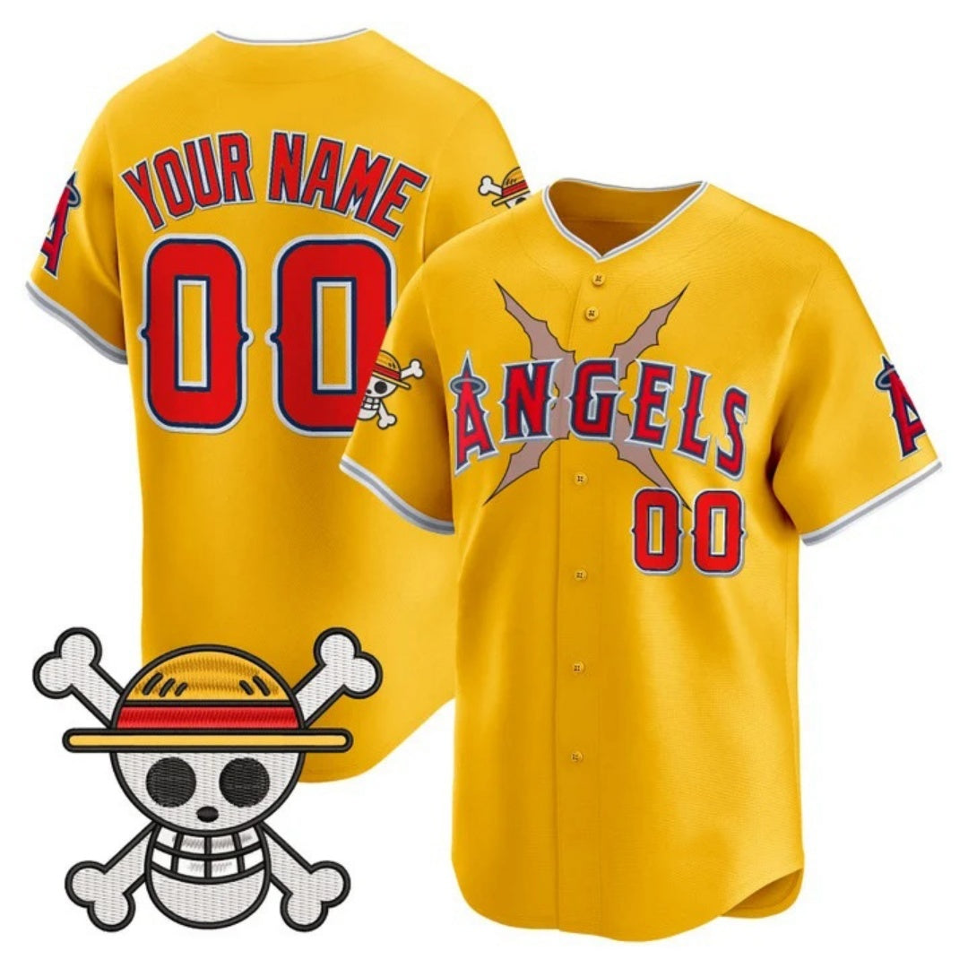 Custom Los Angeles Angels x One Piece Gold REYNOLDS Vapor Premier Limited Jersey - Stitched