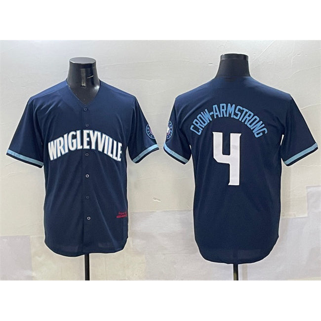 Chicago Cubs #4 Pete Crow-Armstrong Navy REYNOLDS City Connect Stitched Jersey